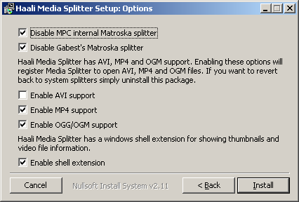 Haali Media Splitter Setup